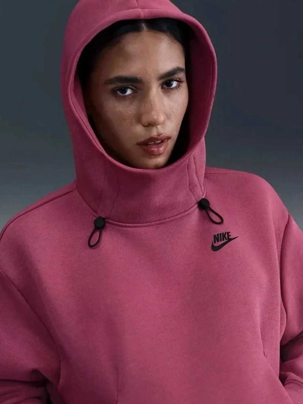 Nike Sportswear Tech Fleece Oversized/Crop Top Hoodie Pink/Red FV6322-634 Size S